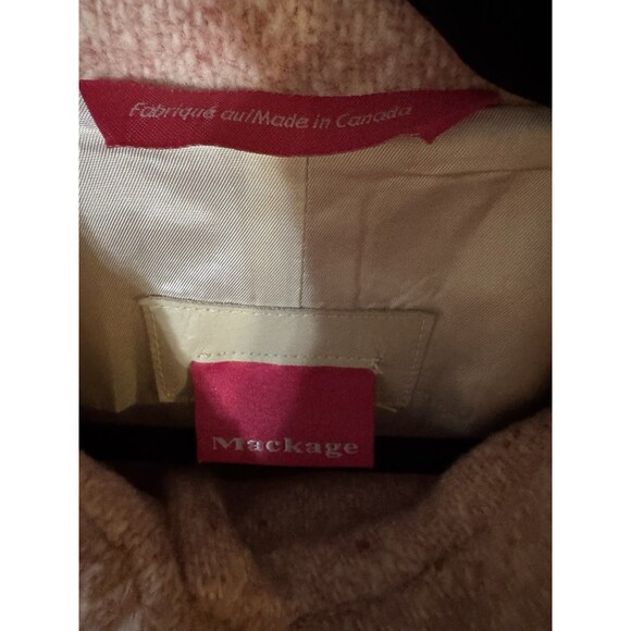 Mackage Wool Blend Leather Trim Trench Coat Pink Women's Size Medium - Picture 10 of 15